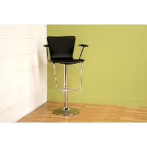  Baxton Studio Black Bonded Leather Bar Stool with Arms 
