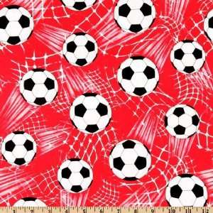  45 Wide Timeless Treasures Soccer Balls Red/White Fabric 