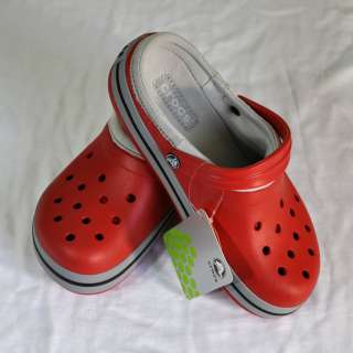 Crocs Crocband Lined Red Silver Shoes M6/W8 NWT  