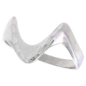  Sterling Silver Diamond Cut Freeform Ladies Wave Ring 