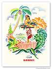 HAWAIIAN Vintage Matson Print HAWAII Tropical Hula Girl