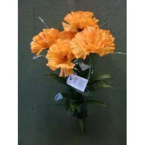  Tanday #20240 Orange Carnation Silk Flower Bush with 7 