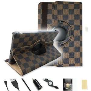 Black) 360° Rotating PU Leather Case Cover Value Package with Screen 