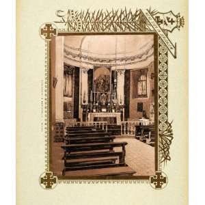  1893 Etching Rosetum Church Holy Family Interior 