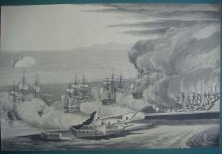 ROBERT HAVELL Naval Battle Near Fort engraving UK  
