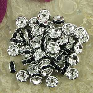   Rondelle Spacer Beads, Package of 12 Black 6mm in Diameter Round Beads