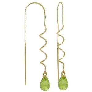  14k Solid Gold Threaded Earrings with Peridots Jewelry