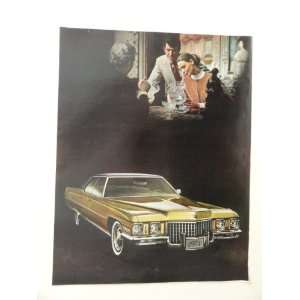  Cadillac, print ad (gold car.) Orinigal Magazine Print Art 