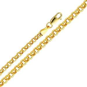  14K Yellow Gold 3mm Fancy Rolo Chain Necklace with Lobster 
