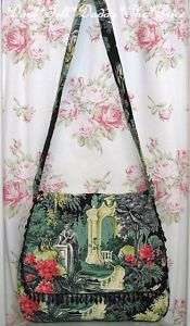   Cotton BARKCLOTH FABRIC Designer Boutique TOTE Bag Victorian CHERUBS