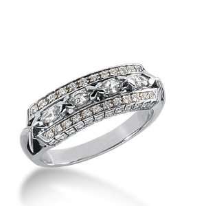  1 Ct Diamond Wedding Band Ring Marquise Pave 14k White 
