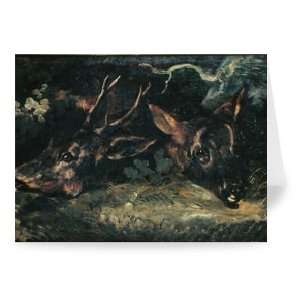 Heads of Roe Deer, 1815 (oil on canvas) by   Greeting Card (Pack of 
