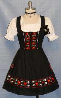 NEW ~ 3 Pcs SHORT ~ BLACK German Girls Party Oktoberfest DIRNDL Dress 