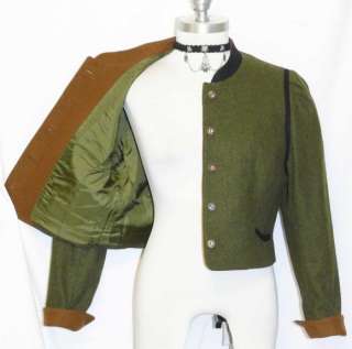 LODEN GREEN German Short Fitted WOOL JACKET Coat 44 8 S  