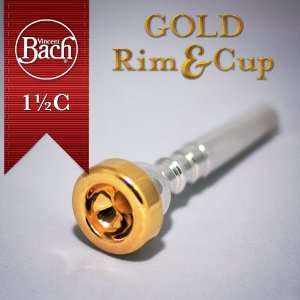  Bach 1 1/2C 1.5C 1HC Trumpet Mouthpiece 24K Gold Rim & Cup 