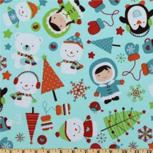  44 Wide Colorful Christmas Flannel Aqua Fabric By The 