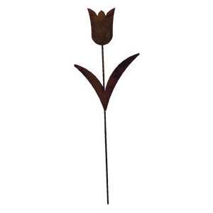   98 Tulip Rusted Garden Stake Powder Metal Coated Patio, Lawn & Garden