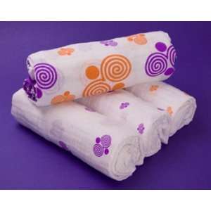 Bambino Land Organic Muslin Swaddling Blanket   4 Pk, Purple & Orange