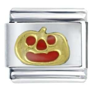    Golden Italian Charm Halloween Pumpkin Face Pugster Jewelry