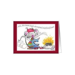  Merry Christmas  Mouse Roasting Marshmallows Card Health 