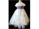 White Purple Wedding Flower Girls Dress Gown Age 2   13  