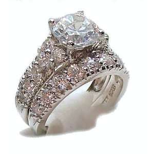 com Antique Style White Gold Sterling Cz Wedding Engagement Ring Set 