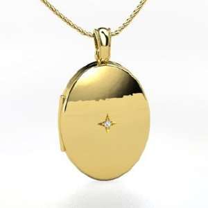  Portrait Locket with Gem, 14K Yellow Gold Necklace with 