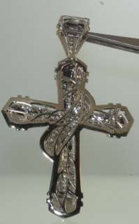 14k white gold 3ct diamond cross pendant crucifix 28.8g  