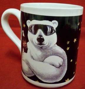 1997 Coca Cola Polar Bear w Sunglasses Coffee Mug Cup  