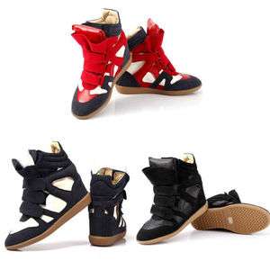 FASHION Womens Velcro Strap High TOP Sneakers Shoes/Ladys Ankle Wedge 