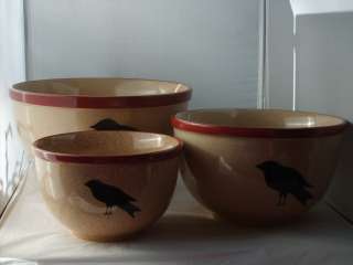 PARK DESIGNS CROW COLLECTION 3 Pc MIXING BOWL SET NEW  