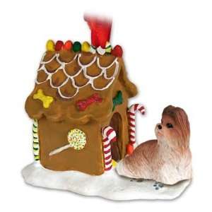  Shih Tzu Gingerbread House Ornament   Tan