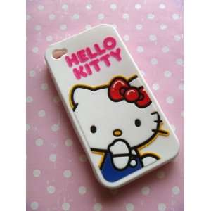  Hello Kitty Iphone 4 White with Large Kitty Embossed Thick 