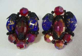 Vintage 50s HOBE Bead Necklace Bracelet Earrings Set  