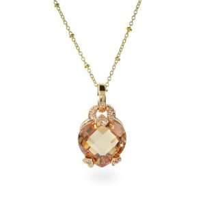  Champagne CZ Heart Gold Vermeil Necklace   16 inches Eve 