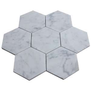   (Carrera) Bianco Hexagon Honed 1 Mosaic Tile