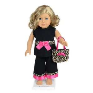  Pink Leopard Sassy 3pc Doll Clothing Set With Purse 