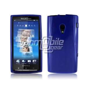  DARK BLUE TPU GLOSSY CASE + LCD SCREEN PROTECTOR for SONY 