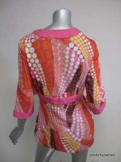 NWT Milly Pink/Multi Color Polka Dot Blouse 8 $240  
