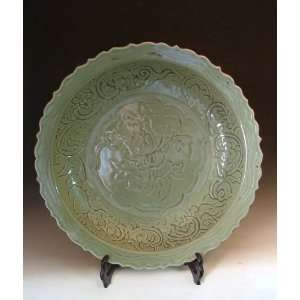  one Longquan Ware Porcelain Plate With Flower Pattern 