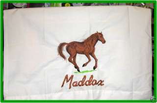 PERSONALIZED EMBROIDERED LARGE HORSE / PONY PILLOW CASE  