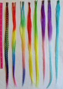   Fade & Solid Synthetic Feather Hair Extensions Micro Beads Kit  