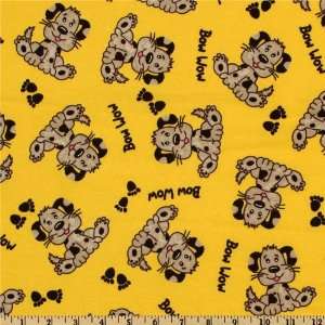   Flannel Dogs & Paws Yellow Fabric By The Yard Arts, Crafts & Sewing