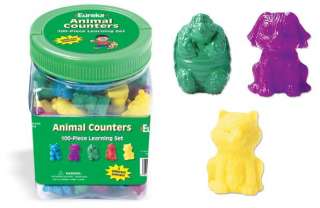 100 pc Animal Counters Multi colored Manipulatives pre K autism 