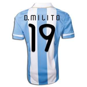  Argentina #19 D.milito Home Jersey Sky Blue 2011 Soccer 