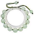 Beautiful Adjustable 12 Big Light Green Jade Beaded Bracelet