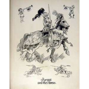    C1935 Frank Hart Sketch Horse Knight Armour Hunting
