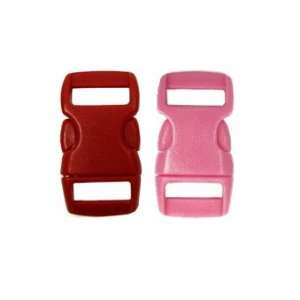 Mix of 100 Pink & Red 3/8 Buckles (50 Pink/50 Red) , Contoured Side 