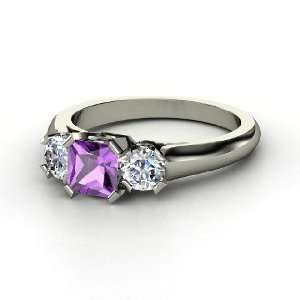  Mirabella Ring, Princess Amethyst Platinum Ring with 