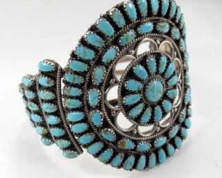   Turquoise silver Bracelet   Zuni Style Navajo Lura Moses Begay  